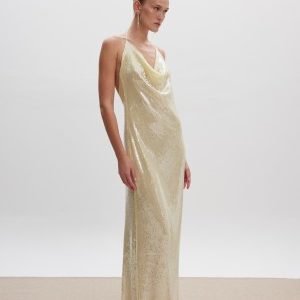 Irina Sequin Maxi Dress Butter Yellow