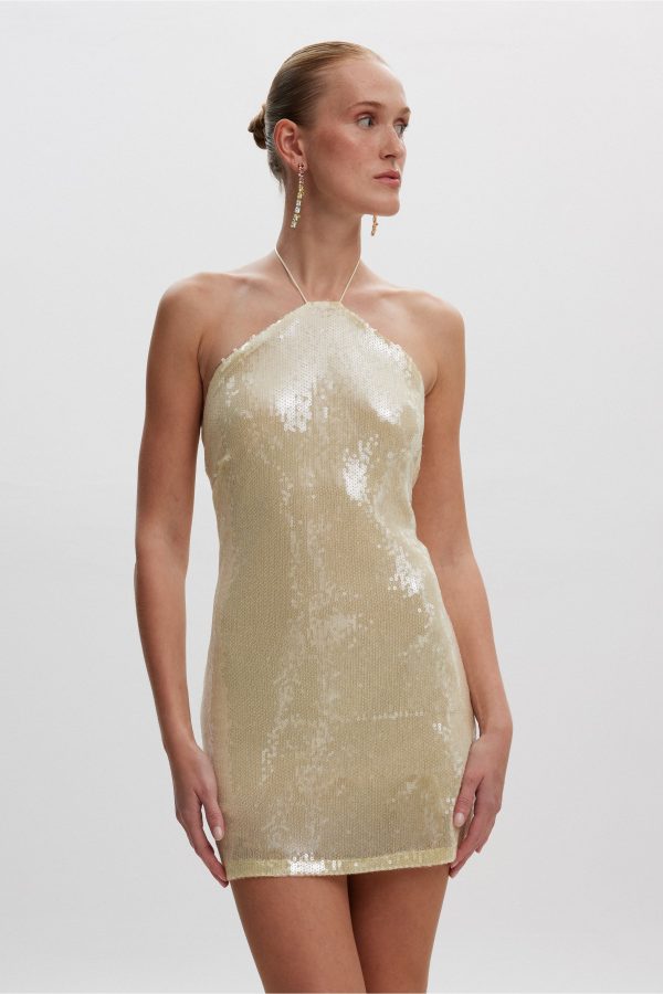 Irina Sequin Mini Dress Butter Yellow
