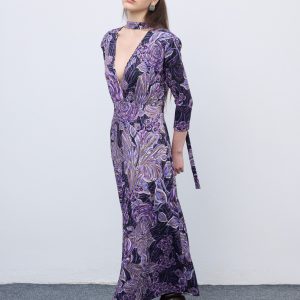 Mosaic Mauve Anthesis Midi Jersey Dress