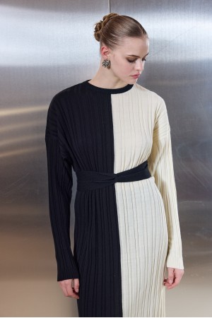 B&W Knit Midi Dress